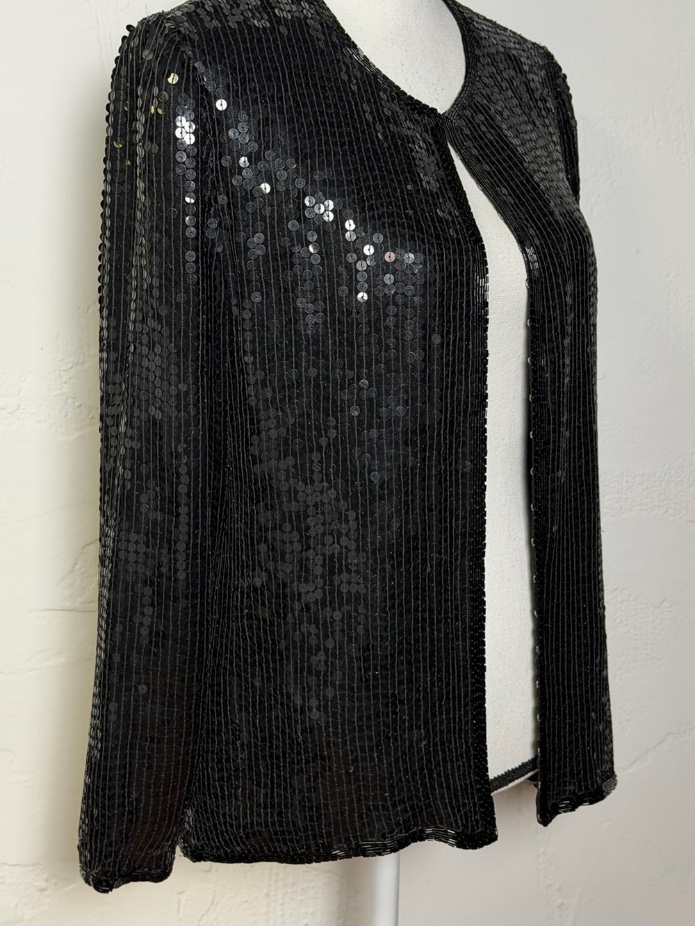 Stunning Stenay Silk and Sequin Vintage Black Jacket - Excellent Quality - Sm - Picture 10 of 16